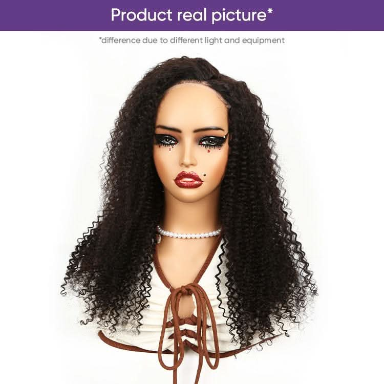 USHAIRTOPPER Curly Black Human Hair 13x4 Transparent Lace Front Wigs 180% Density Lace Closure Wigs Match All Skin Tones