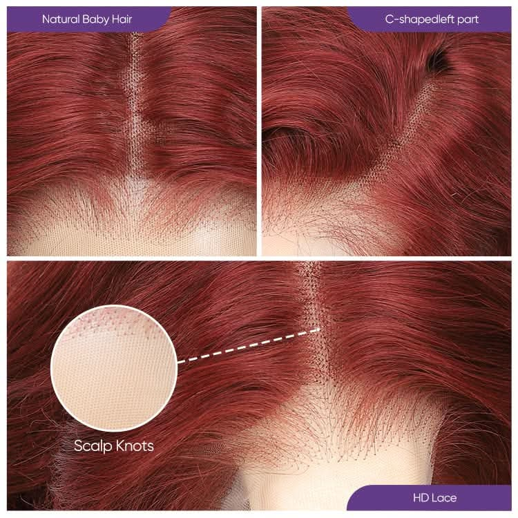 USHAIRTOPPER Reddish Brown Human Hair Body Wave 13x4 Transparent Lace Front 33B Wigs 180% Density