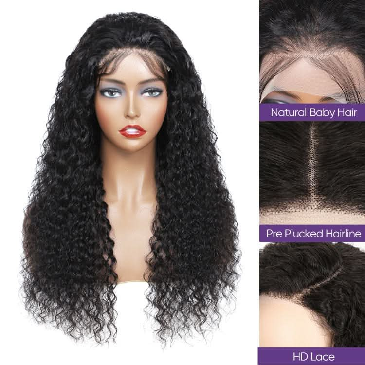 USHAIRTOPPER Curly Black Human Hair 13x4 Transparent Lace Front Wigs 180% Density Lace Closure Wigs Match All Skin Tones